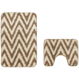 Velosso Chevron Stripe Beige Bath Mat Set - Brown - Wilko - thumbnail 4