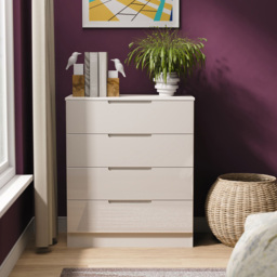Crowndale Milan 4 Drawer Kashmir Gloss and Kashmir Chest of Drawers Ready Assembled - Kashmir Gloss & Kashmir - Wilko - thumbnail 3