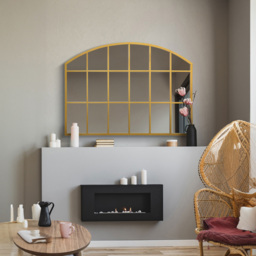 The Arcus Gold Arched Metal Over Mantle Wall Mirror 90 x 65cm - MirrorOutlet - Wilko - thumbnail 3