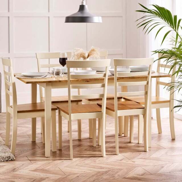 Furniturebox Salisbury Walton 6 Seater Dining Set Cream - Wilko - image 1