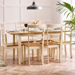 Furniturebox Salisbury Walton 6 Seater Dining Set Cream - Wilko - thumbnail 1