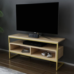 Decorotika Merrion 3 Shelf Gold and Oak TV Unit - Size: 51 x 111 x 35cm - Multi - Wilko - thumbnail 7