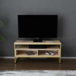 Decorotika Merrion 3 Shelf Gold and Oak TV Unit - Size: 51 x 111 x 35cm - Multi - Wilko - thumbnail 5