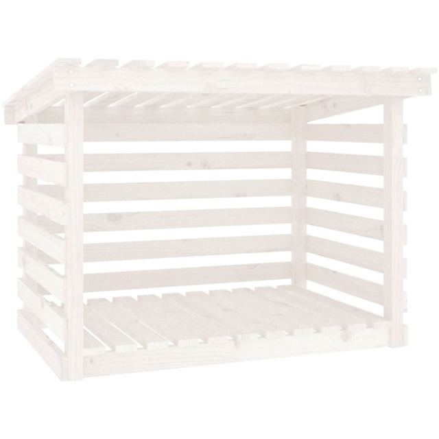 vidaXL White Pine Wood Firewood Log Holder 79 x 108 x 73cm - Wilko - image 1