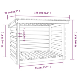 vidaXL White Pine Wood Firewood Log Holder 79 x 108 x 73cm - Wilko - thumbnail 7