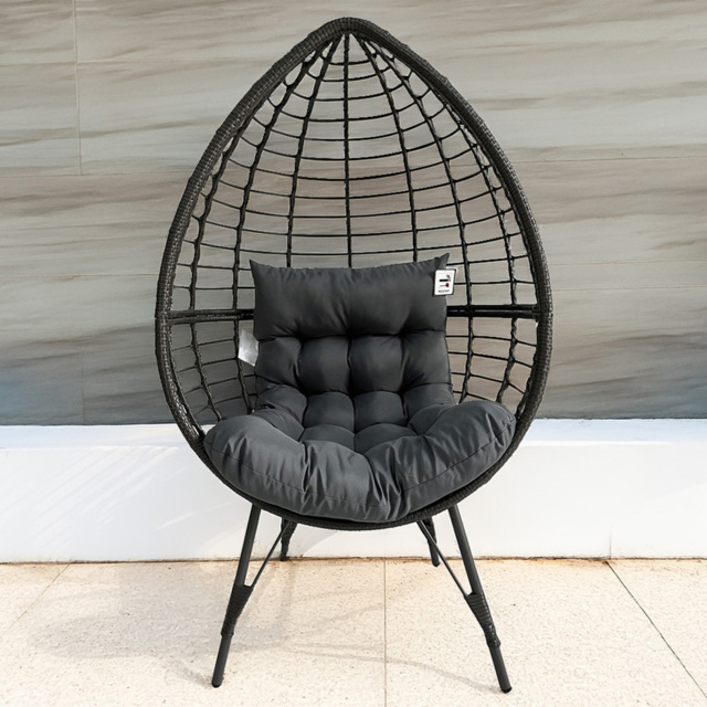 Furniture One Grey Rattan Egg Teardrop Cuddle Chair - Wilko - image 1