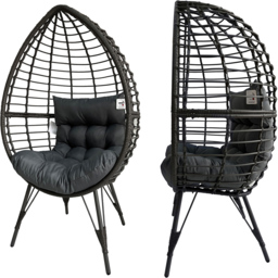 Furniture One Grey Rattan Egg Teardrop Cuddle Chair - Wilko - thumbnail 6