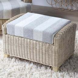 Desser Furniture Dijon Natural Rattan Athena Stripe Footstool - Size: 46.0 cm x 70.0 cm x 48.0 cmcm - Cream - Wilko