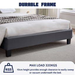 Furniture One King Size Grey Upholstered Bed Frame with Adjustable Headboard - Wilko - thumbnail 6