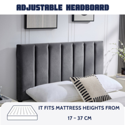 Furniture One King Size Grey Upholstered Bed Frame with Adjustable Headboard - Wilko - thumbnail 5