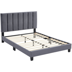 Furniture One King Size Grey Upholstered Bed Frame with Adjustable Headboard - Wilko - thumbnail 3