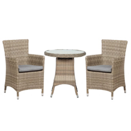Royalcraft Wentworth Rattan 2 Seater Round Carver Bistro Set - Cream - Wilko - thumbnail 3