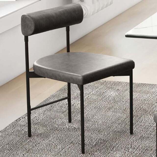 Costway Grey Faux Leather Upholstered Kitchen Side Chair with Backrest - Size: 48 x 46 x 74cm - Wilko - image 1