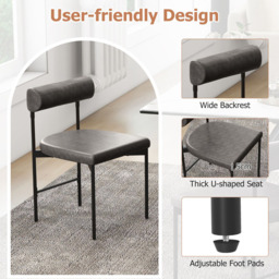 Costway Grey Faux Leather Upholstered Kitchen Side Chair with Backrest - Size: 48 x 46 x 74cm - Wilko - thumbnail 7