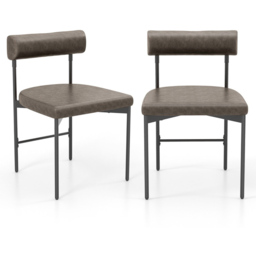 Costway Grey Faux Leather Upholstered Kitchen Side Chair with Backrest - Size: 48 x 46 x 74cm - Wilko - thumbnail 3