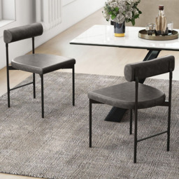 Costway Grey Faux Leather Upholstered Kitchen Side Chair with Backrest - Size: 48 x 46 x 74cm - Wilko - thumbnail 5