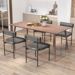 Costway Grey Faux Leather Upholstered Kitchen Side Chair with Backrest - Size: 48 x 46 x 74cm - Wilko - thumbnail 6