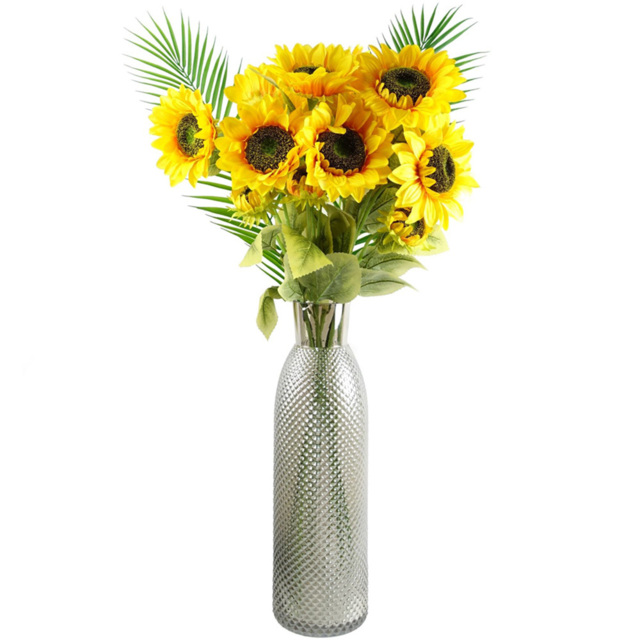 Leaf Yellow Sunflower Artificial Flower Bundle with Vase 100cm 9 Pack - Size: 100 x 50 x 50cm - Wilko - image 1