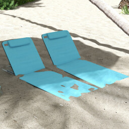 Outsunny Set of 2 Light Blue Metal Frame PE Fabric Sun Lounger with Pillow - Size: 1 Seater - Wilko - thumbnail 1