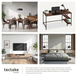 tectake Donegal 2 Shelf Industrial Dark Wood Office Desk - Size: 76.5 x 60 x 140cm - Brown - Wilko - thumbnail 6