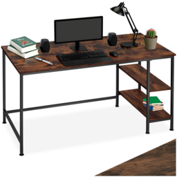 tectake Donegal 2 Shelf Industrial Dark Wood Office Desk - Size: 76.5 x 60 x 140cm - Brown - Wilko - thumbnail 3