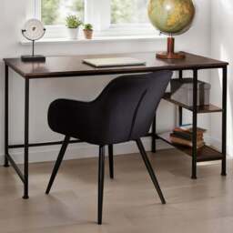 tectake Donegal 2 Shelf Industrial Dark Wood Office Desk - Size: 76.5 x 60 x 140cm - Brown - Wilko