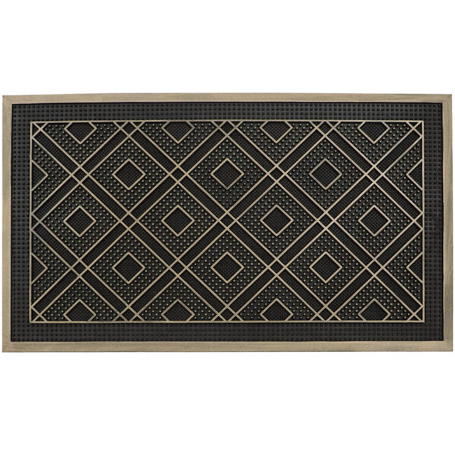 JVL Diamond Havana Rubber Pin Doormat 45 x 75cm - Black - JVL Homewares - Wilko - image 1