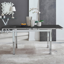 Furniturebox Fonti 6 Seater Extending Glass Dining Table Black and Chrome - Size: 4 Seater - Wilko - thumbnail 6
