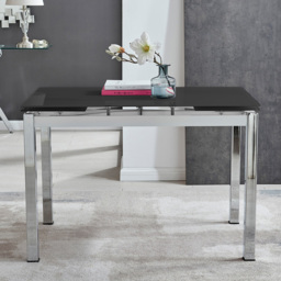 Furniturebox Fonti 6 Seater Extending Glass Dining Table Black and Chrome - Size: 4 Seater - Wilko - thumbnail 7