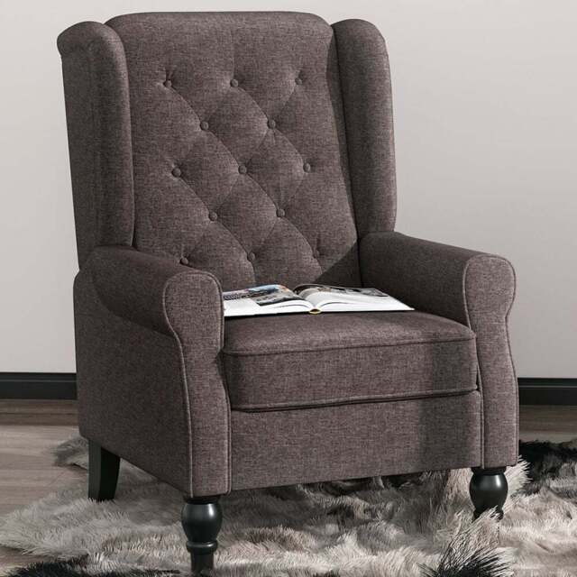 Portland Brown Retro Upholstered Wingback Armchair - Size: Single - Wilko - image 1