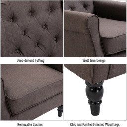 Portland Brown Retro Upholstered Wingback Armchair - Size: Single - Wilko - thumbnail 6
