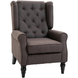 Portland Brown Retro Upholstered Wingback Armchair - Size: Single - Wilko - thumbnail 3