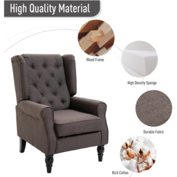 Portland Brown Retro Upholstered Wingback Armchair - Size: Single - Wilko - thumbnail 7