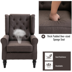 Portland Brown Retro Upholstered Wingback Armchair - Size: Single - Wilko - thumbnail 5
