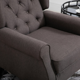 Portland Brown Retro Upholstered Wingback Armchair - Size: Single - Wilko - thumbnail 4