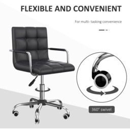 Portland Black PU Leather Swivel Desk Office Chair - Size: 52 x 54 x 99cm - Wilko - thumbnail 4