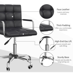 Portland Black PU Leather Swivel Desk Office Chair - Size: 52 x 54 x 99cm - Wilko - thumbnail 5