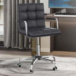 Portland Black PU Leather Swivel Desk Office Chair - Size: 52 x 54 x 99cm - Wilko