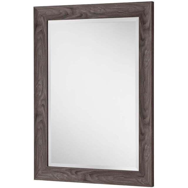 Yearn Light Grey Scooped Bevelled Framed Wall Mirror 101.5 x 73.5cm - Wilko - image 1