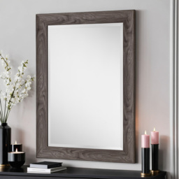 Yearn Light Grey Scooped Bevelled Framed Wall Mirror 101.5 x 73.5cm - Wilko - thumbnail 3