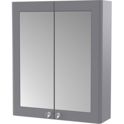 nuie Classique 2 Door Satin Grey Wall Hung Mirror Cabinet - Size: 715 x 600 x 180mm - Wilko - thumbnail 3