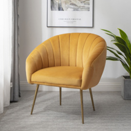 Artemis Home Helena Yellow Velvet Accent Chair - Size: Single - Wilko - thumbnail 4