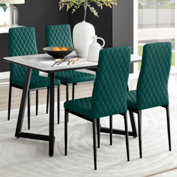 Furniturebox Copeland Valera Marble Effect 4 Seater Dining Set White Green and Black - Wilko - thumbnail 1