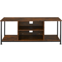 tectake 4 Shelf Dark Wood Rustic TV Stand - Size: 50.5 x 40 x 120cm - Brown - Wilko - thumbnail 4