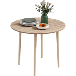 HOMCOM 4 Seater Natural Round Drop Leaf Dining Table - Yellow - Wilko - thumbnail 3