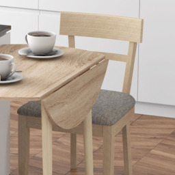 HOMCOM 4 Seater Natural Round Drop Leaf Dining Table - Yellow - Wilko - thumbnail 4