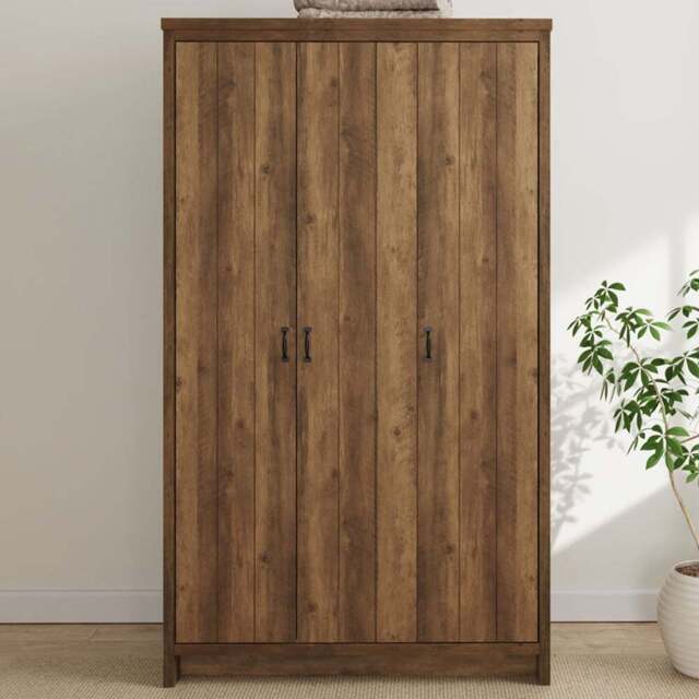 GFW Boston 3 Door Knotty Oak Wood Wardrobe - Brown - Wilko - image 1