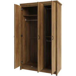 GFW Boston 3 Door Knotty Oak Wood Wardrobe - Brown - Wilko - thumbnail 6