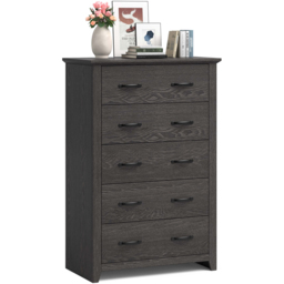 Costway 5 Drawer Dark Grey Dresser Chest of Drawers - Wilko - thumbnail 4