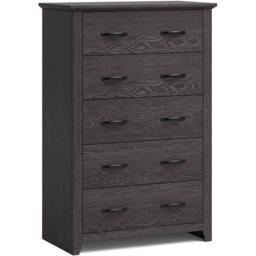 Costway 5 Drawer Dark Grey Dresser Chest of Drawers - Wilko - thumbnail 3
